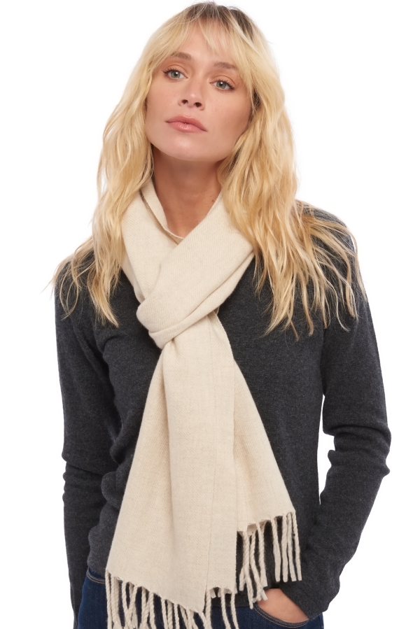 Cashmere accessories scarf mufflers zak200 ecru chine 200 x 35 cm