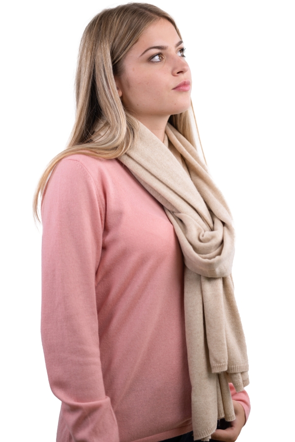 Cashmere accessories scarf mufflers zory natural beige 200 x 50 cm