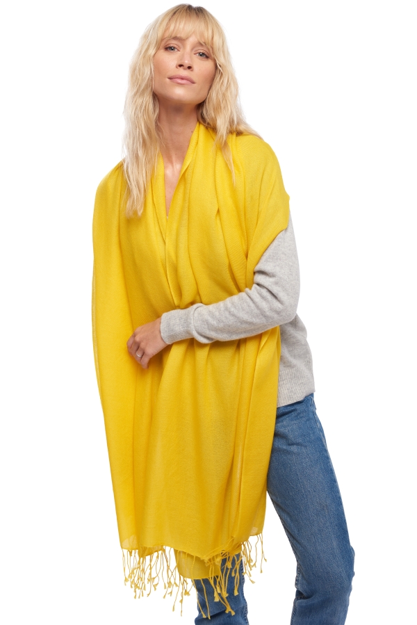 Cashmere accessories shawls diamant cyber yellow 204 cm x 92 cm