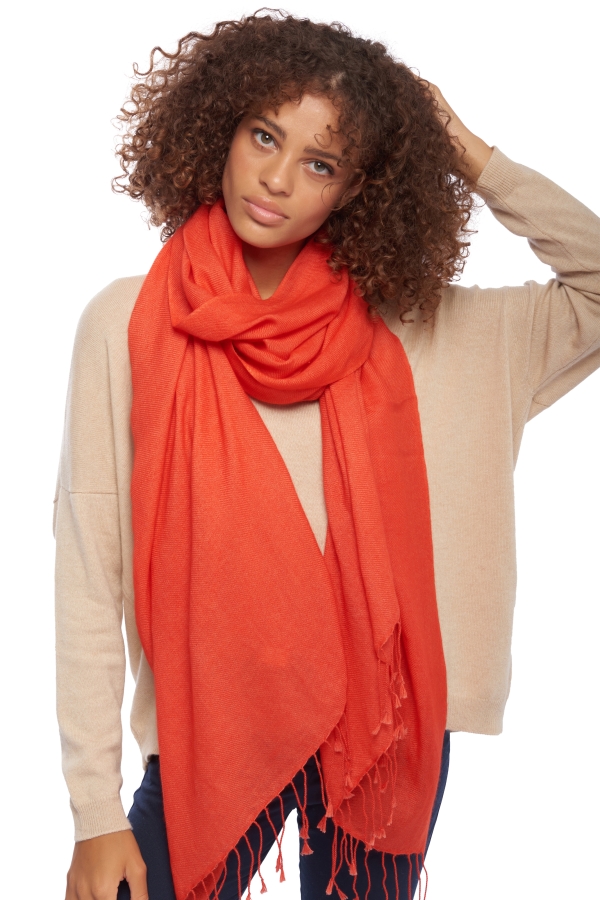 Cashmere accessories shawls diamant mandarin red 201 cm x 71 cm