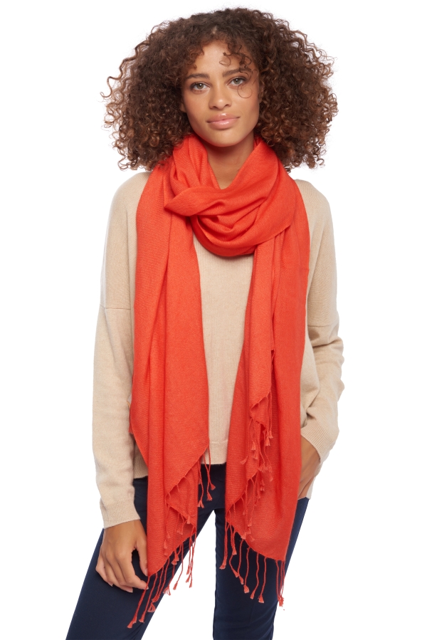 Cashmere accessories shawls diamant mandarin red 201 cm x 71 cm