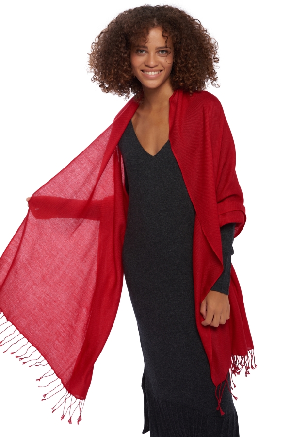 Cashmere accessories shawls diamant tango red 201 cm x 71 cm
