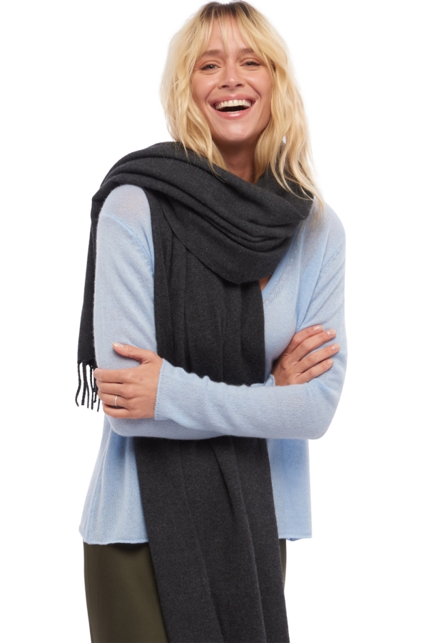 Cashmere accessories shawls niry charcoal marl 200x90cm