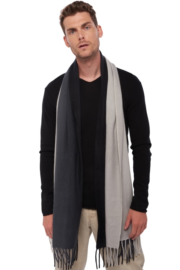 Cashmere accessories shawls vaasa black flanelle chine 200 x 70 cm