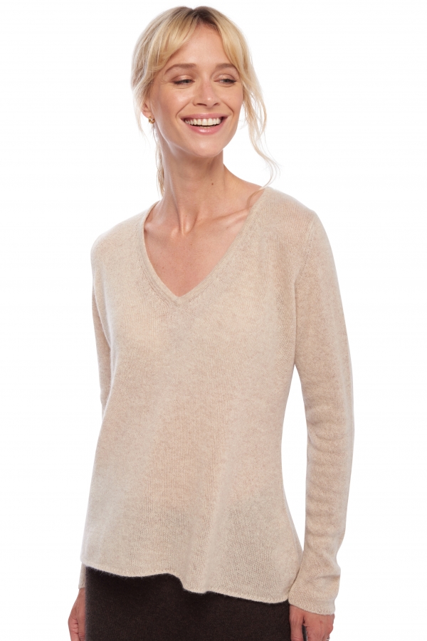 Cashmere ladies basic sweaters at low prices flavie natural beige xs