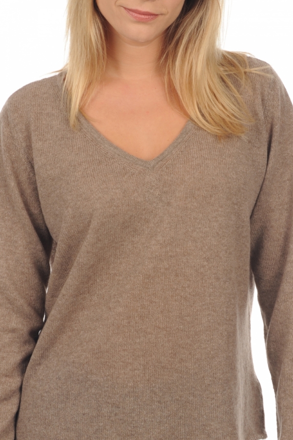 Cashmere ladies basic sweaters at low prices flavie natural brown 2xl