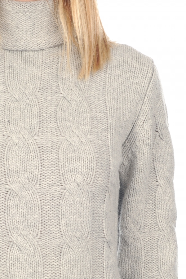 Cashmere ladies chunky sweater blanche flanelle chine m