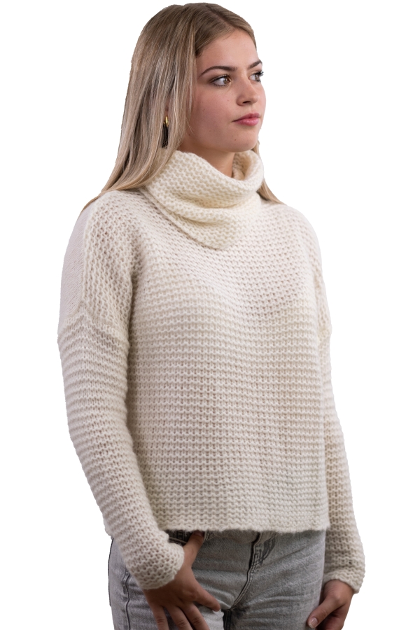 Cashmere ladies chunky sweater brest ivory s1