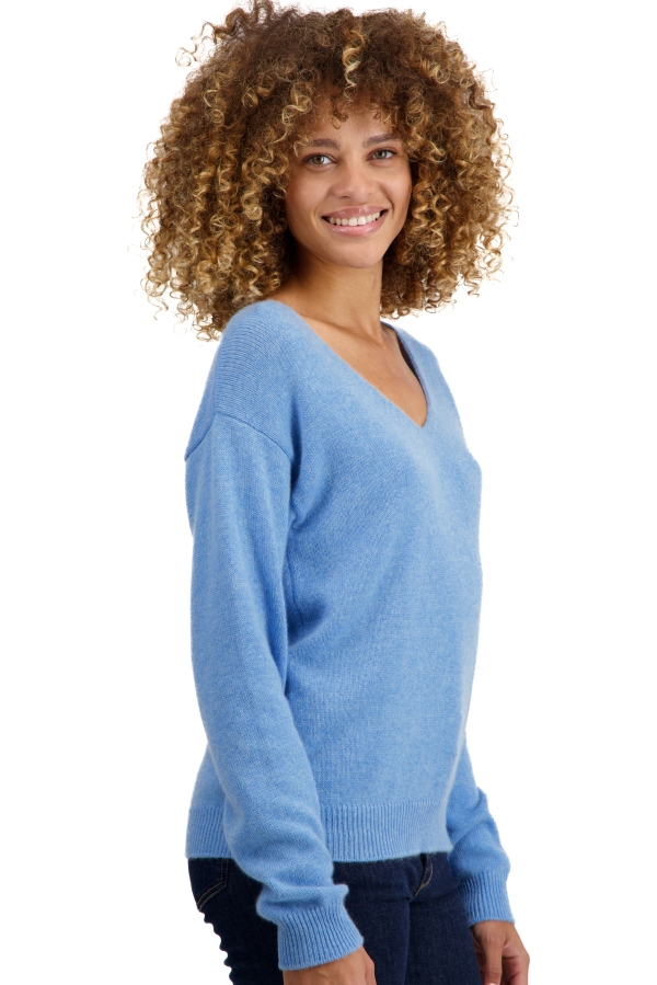 Cashmere ladies chunky sweater thailand azur blue chine 4xl