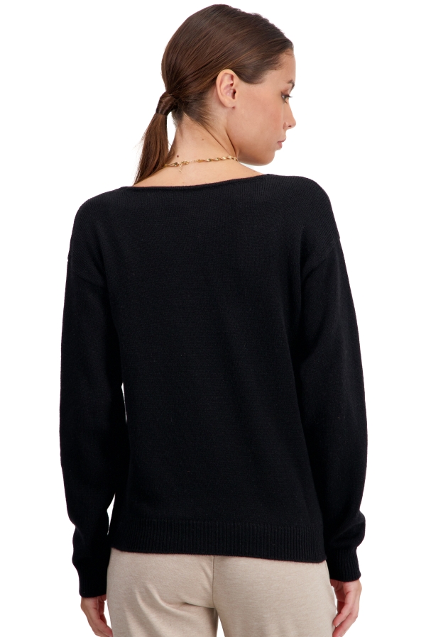 Cashmere ladies chunky sweater thailand black xs