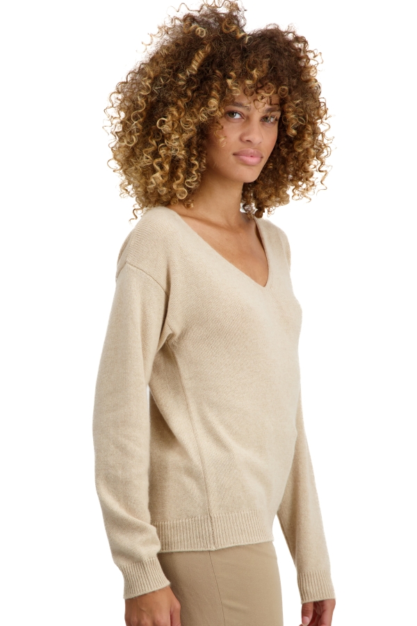 Cashmere ladies chunky sweater thailand natural beige xs