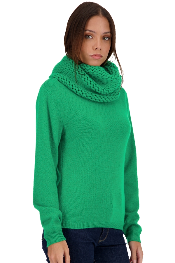 Cashmere ladies chunky sweater tisha new green l