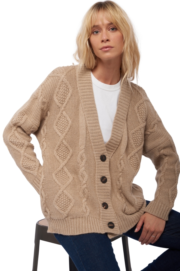 Cashmere ladies chunky sweater valaska natural brown l