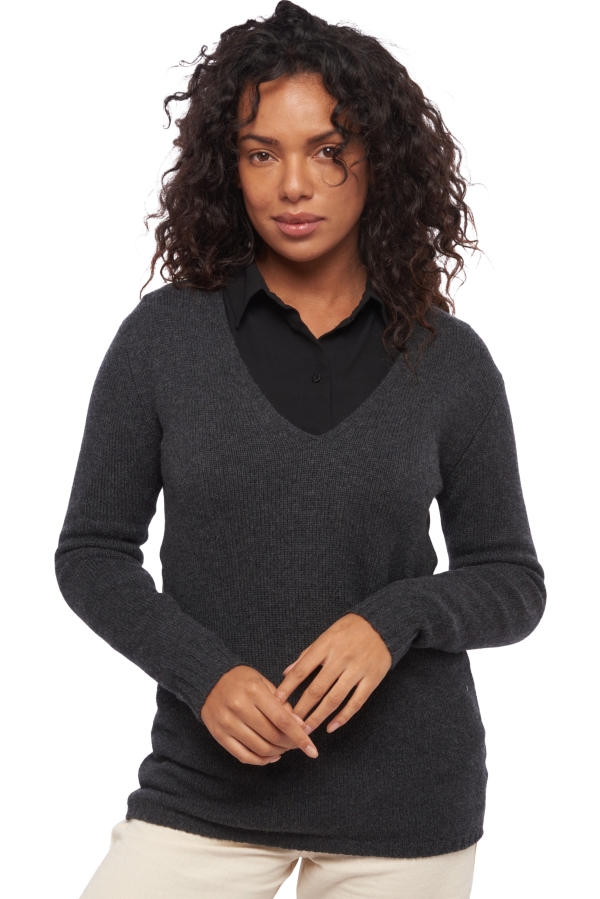Cashmere ladies chunky sweater vanessa charcoal marl m