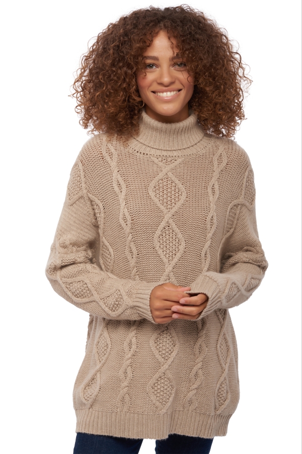 Cashmere ladies roll neck zenith natural stone s