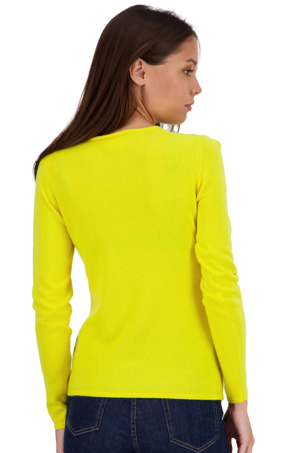 Cashmere ladies round necks line jaune citric s