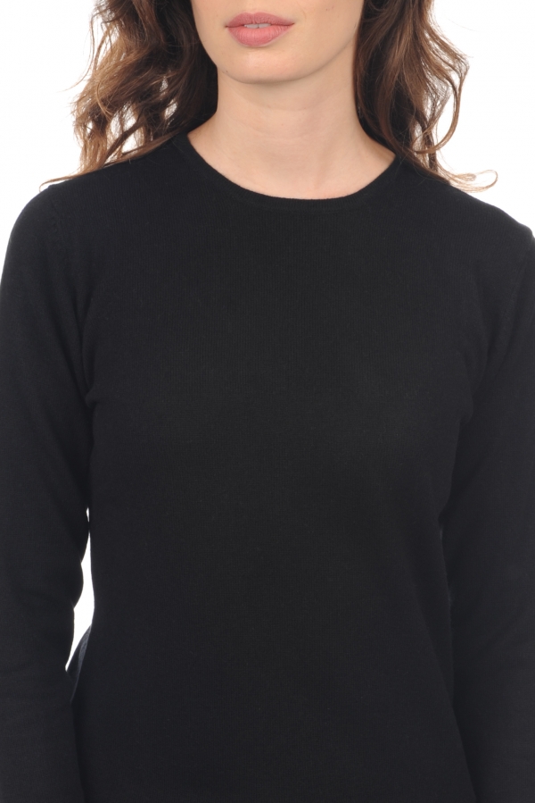 Cashmere ladies round necks line premium black 2xl