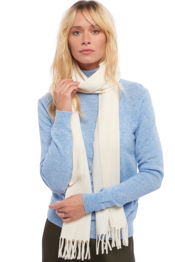 Cashmere ladies scarves mufflers kazu200 ecru 200 x 35 cm
