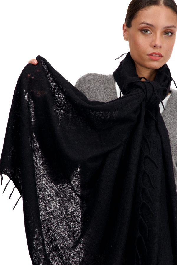 Cashmere ladies scarves mufflers tresor black 200 cm x 90 cm
