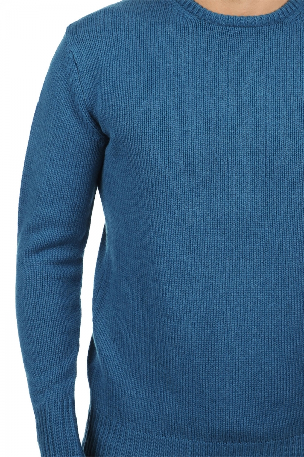 Cashmere men chunky sweater bilal canard blue 4xl
