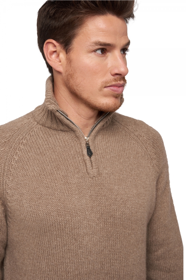 Cashmere men chunky sweater donovan natural brown xs