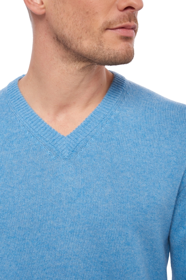 Cashmere men chunky sweater hippolyte 4f azur blue chine 4xl