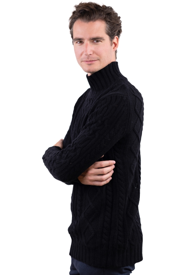 Cashmere men chunky sweater platon black 3xl