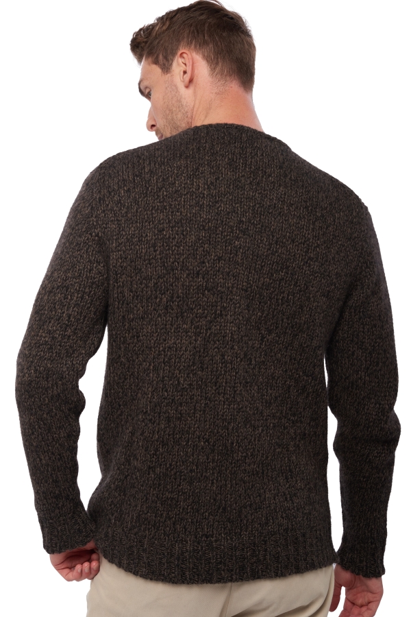 Cashmere men chunky sweater verdun black marron chine xs