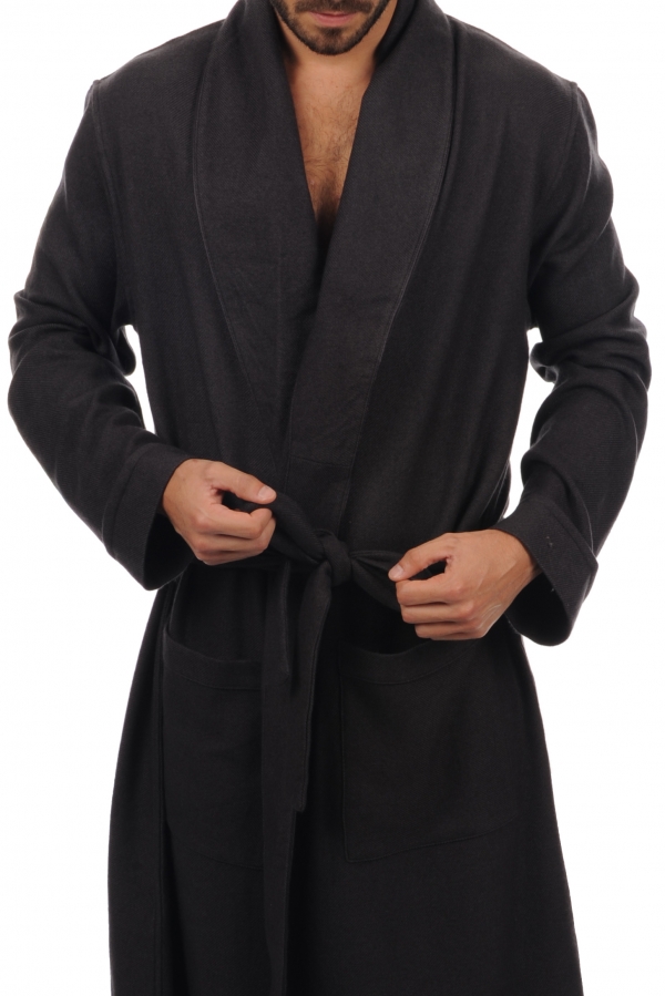 Cashmere men dressing gown working carbon s1
