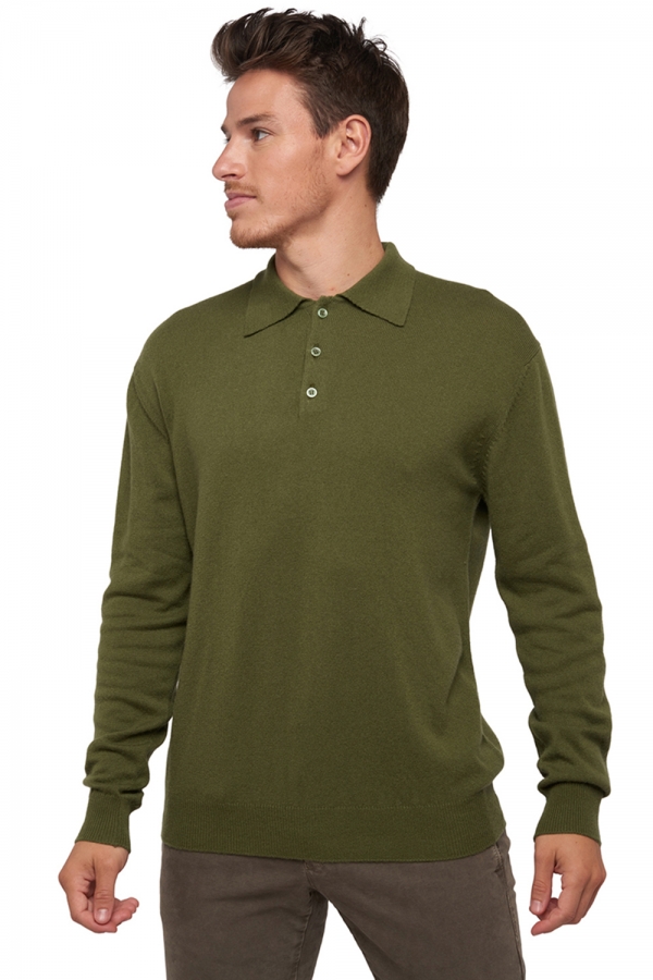 Cashmere men polo style sweaters alexandre ivy green 3xl