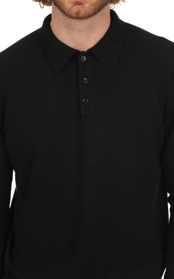Cashmere men polo style sweaters alexandre premium black 3xl