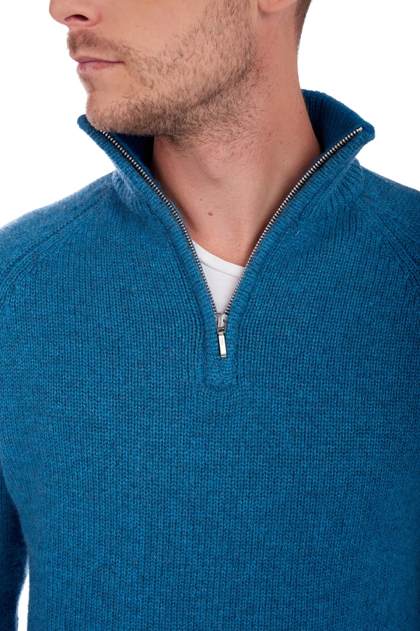 Cashmere men polo style sweaters angers manor blue canard blue s