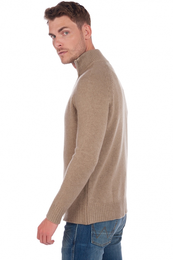 Cashmere men polo style sweaters angers natural brown natural beige 2xl