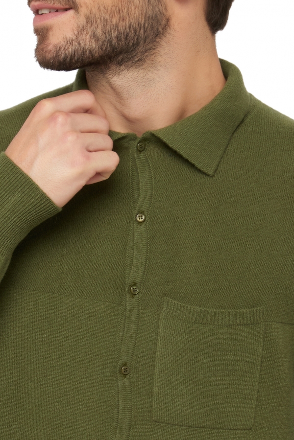 Cashmere men polo style sweaters aureo ivy green l