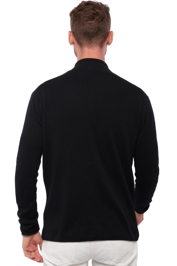 Cashmere men polo style sweaters cilio black grey marl 3xl