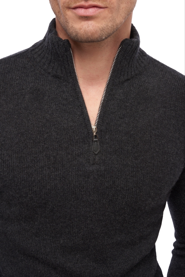 Cashmere men polo style sweaters donovan charcoal marl xs