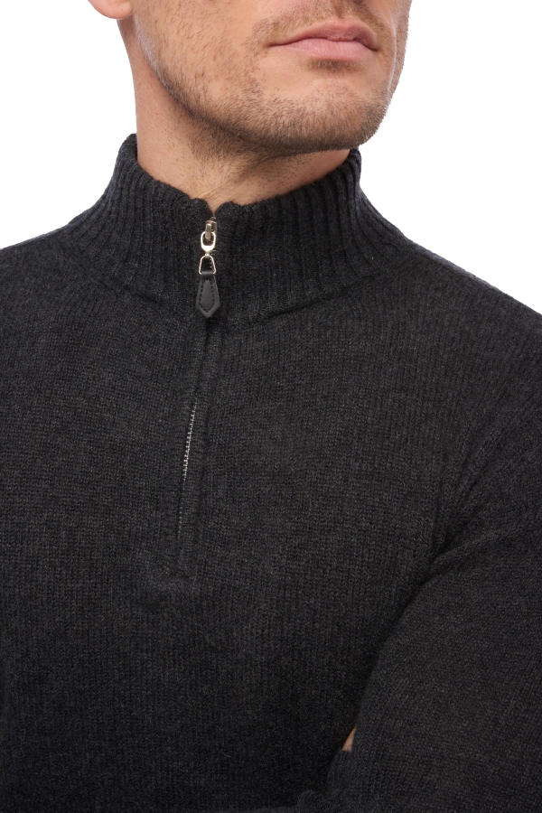 Cashmere men polo style sweaters donovan charcoal marl xs