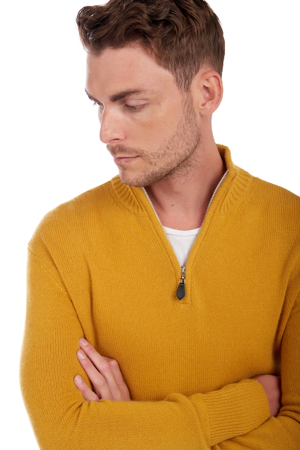 Cashmere men polo style sweaters donovan mustard m