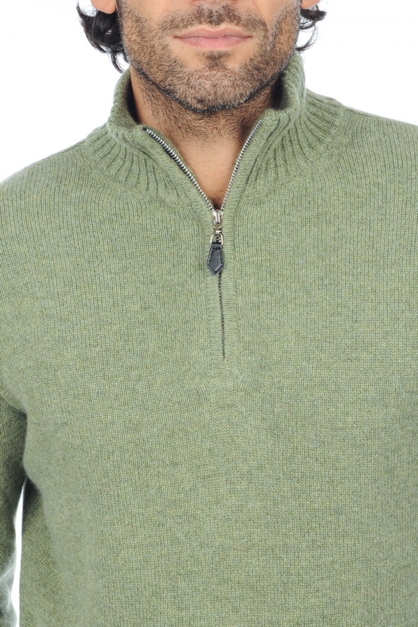 Cashmere men polo style sweaters donovan olive chine m
