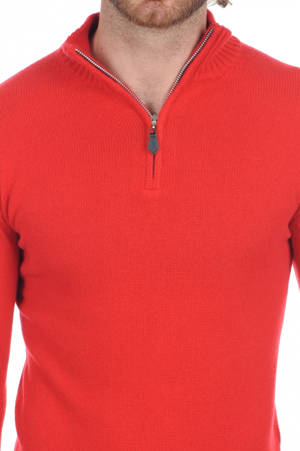 Cashmere men polo style sweaters donovan premium tango red l