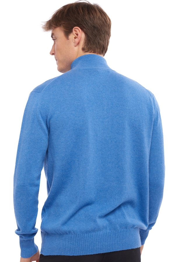 Cashmere men polo style sweaters henri blue chine dove chine m
