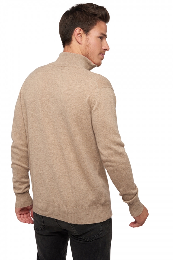 Cashmere men polo style sweaters henri natural brown paprika 2xl