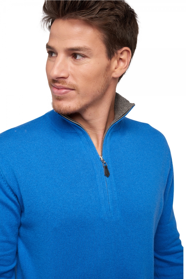 Cashmere men polo style sweaters henri tetbury blue dove chine 2xl