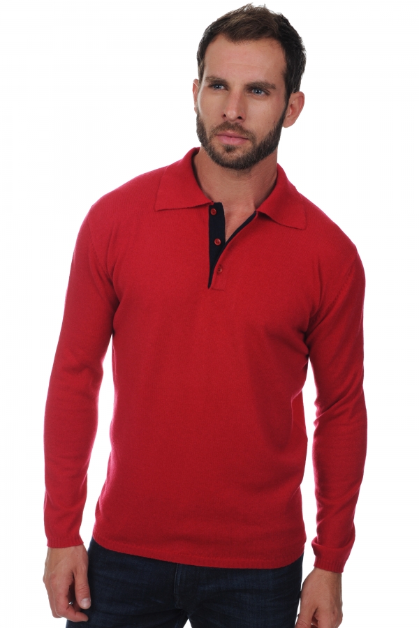 Cashmere men polo style sweaters scott blood red dark navy xs