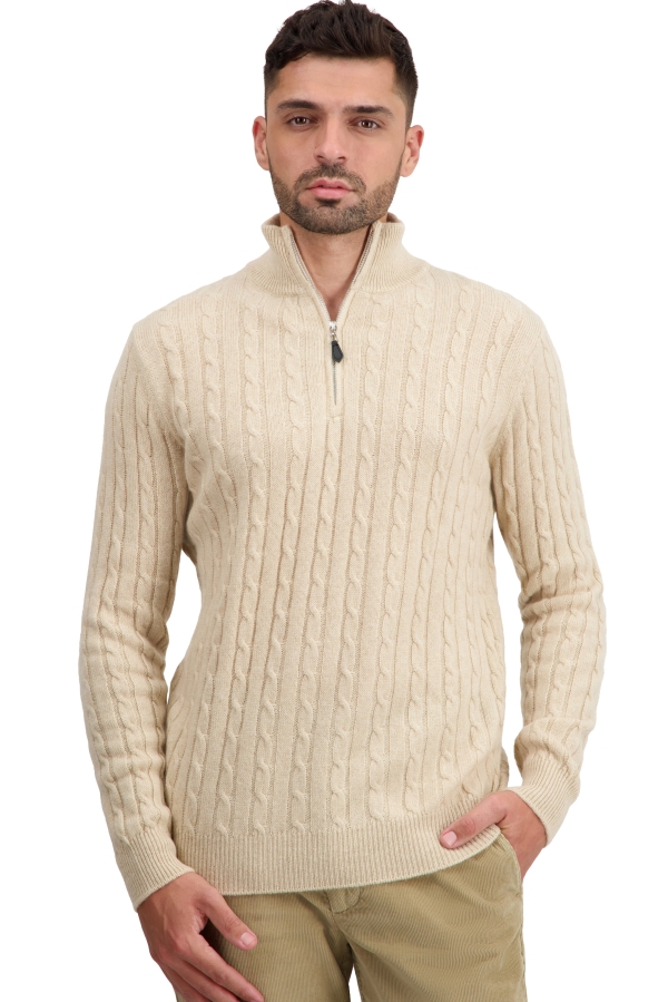 Cashmere men polo style sweaters taurus natural beige m