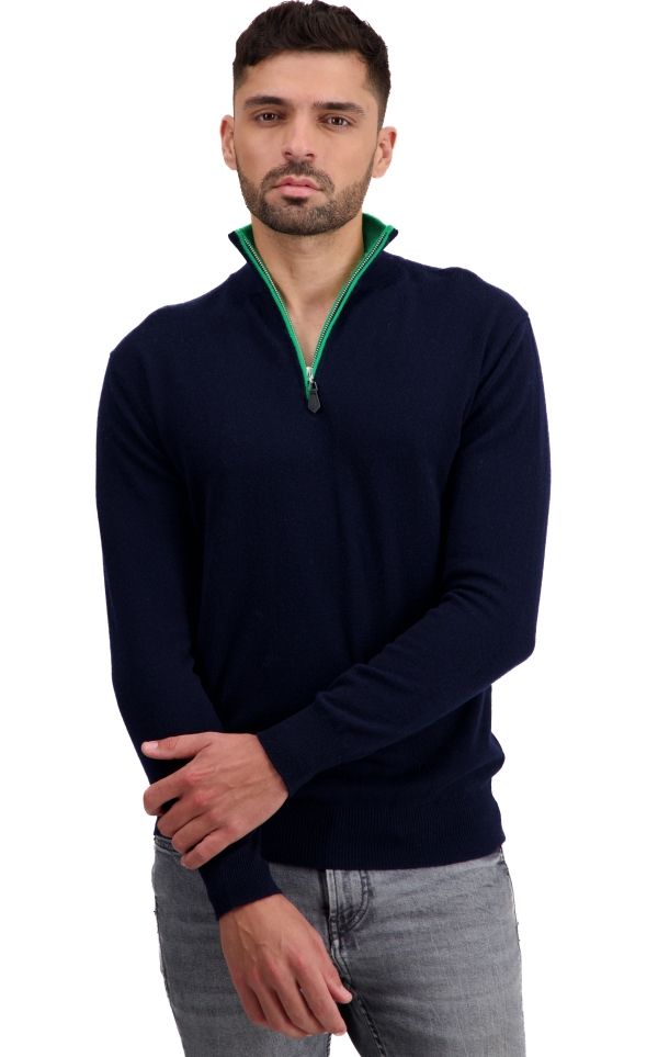 Cashmere men polo style sweaters themon dress blue new green m