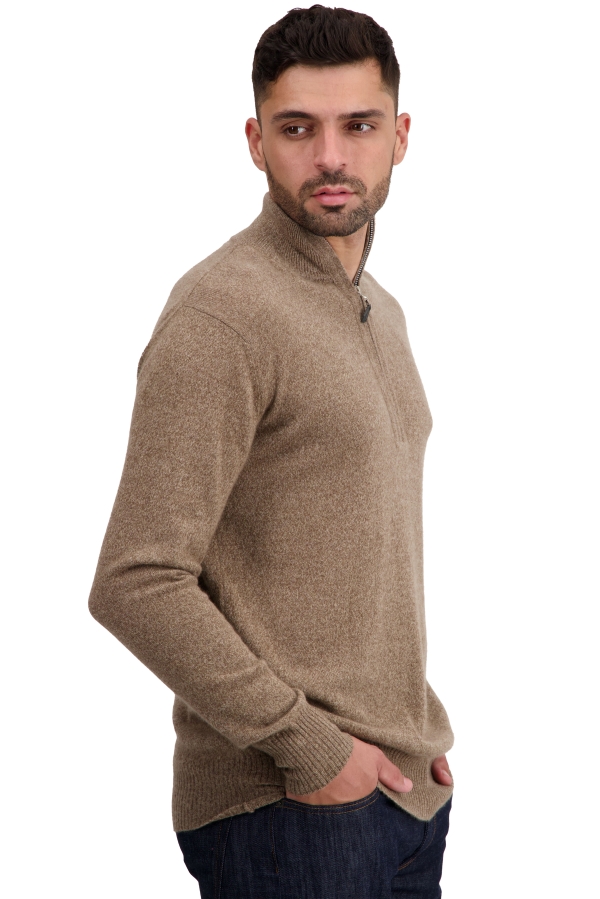Cashmere men polo style sweaters toulon first tan marl m