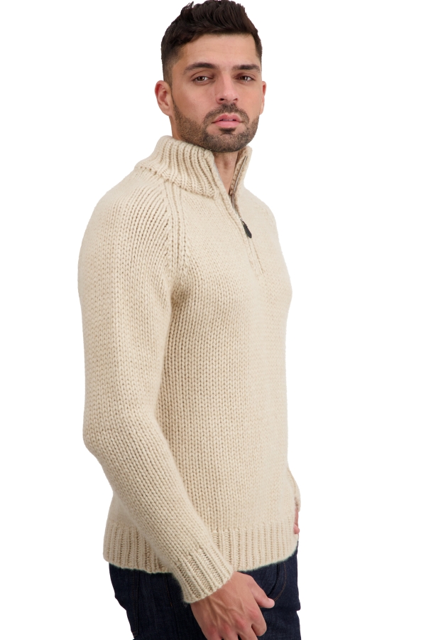 Cashmere men polo style sweaters tripoli natural winter dawn natural beige 2xl
