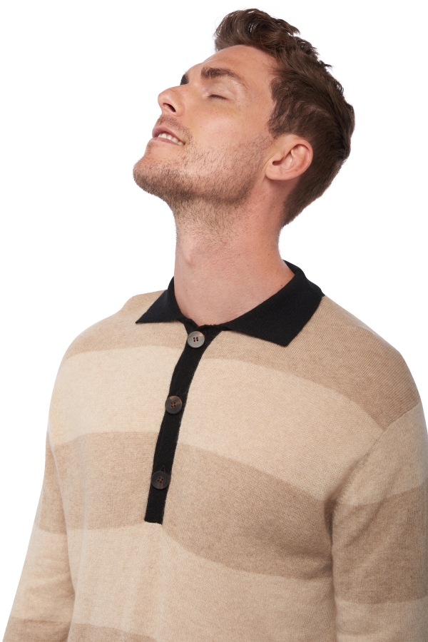 Cashmere men polo style sweaters vecinos natural brown natural beige s