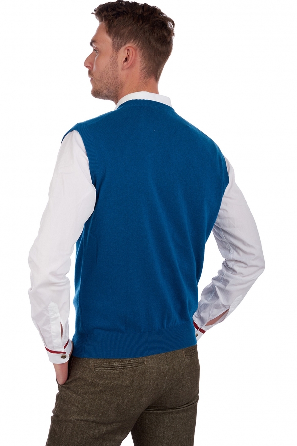 Cashmere men waistcoat sleeveless sweaters balthazar canard blue 3xl